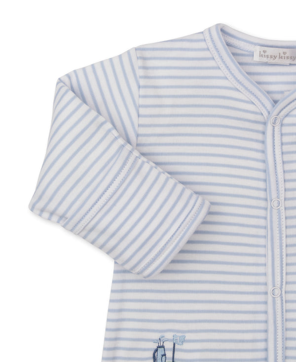 Fairway Foursome Footie- Light Blue Stripe
