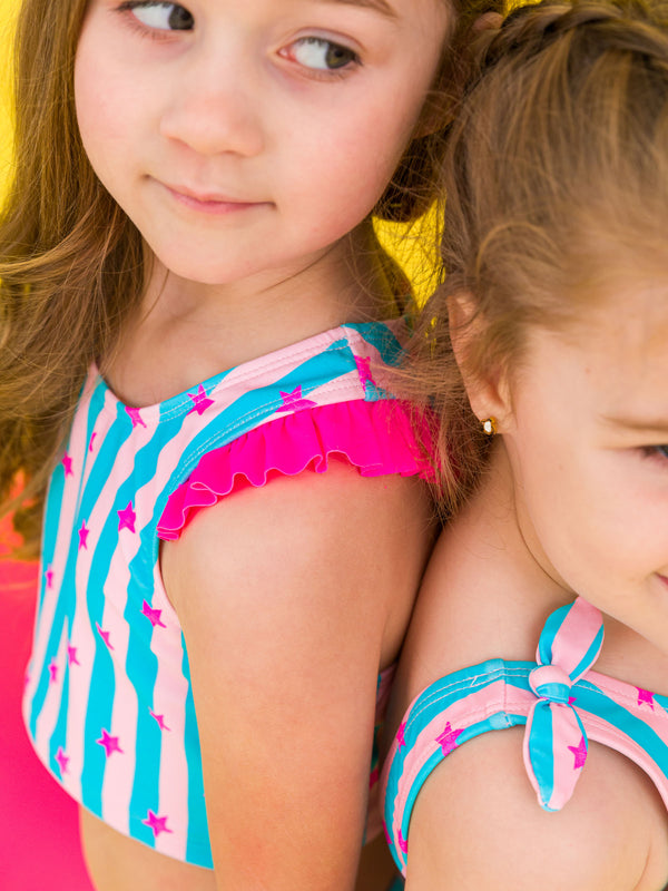 Racerback Flutter Tankini- Neon Star Party