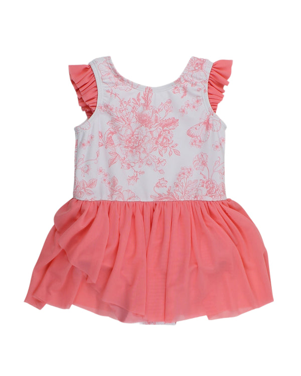 Flutter Sleeve Leotard- Butterfly Garden Toile