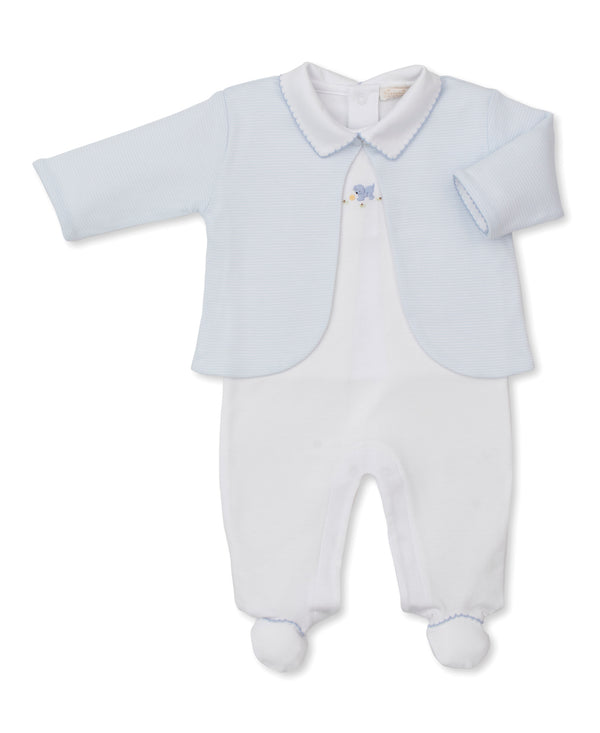 Playing Pup Footie W/ Jacket Set- White/Lt Blue
