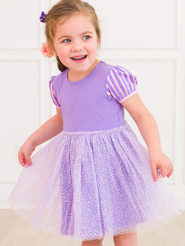 Princess Bow Twirl Dress- Amethyst Princess
