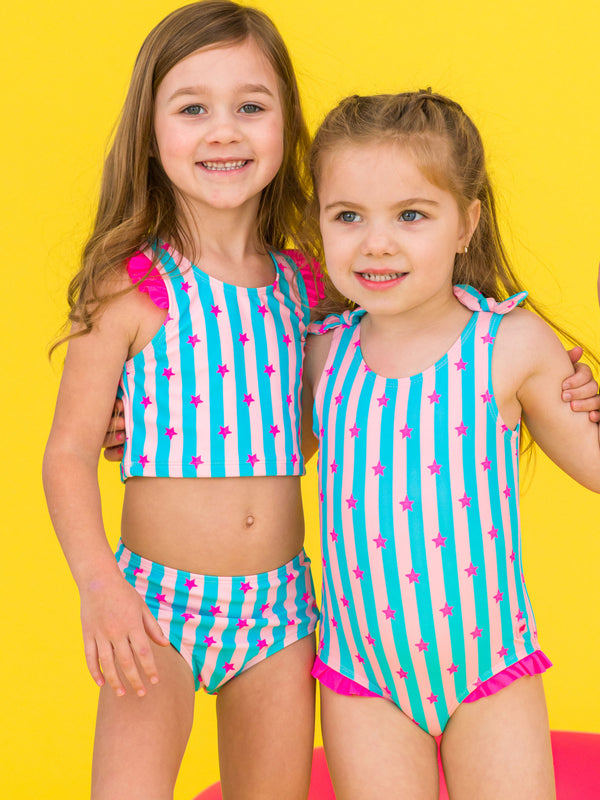 Racerback Flutter Tankini- Neon Star Party