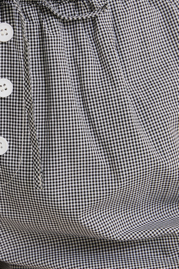 Waist Tie Check Shorts- Black