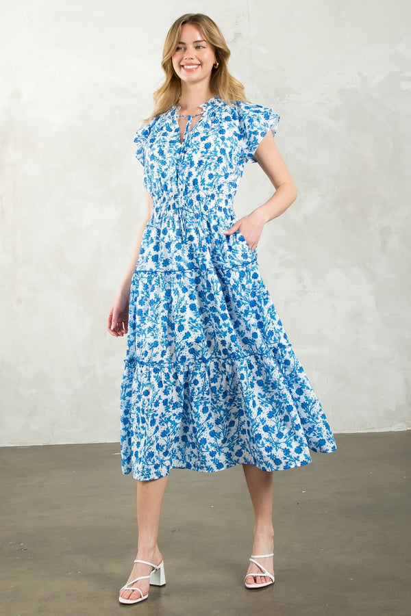 Flower Print Tiered Maxi Dress