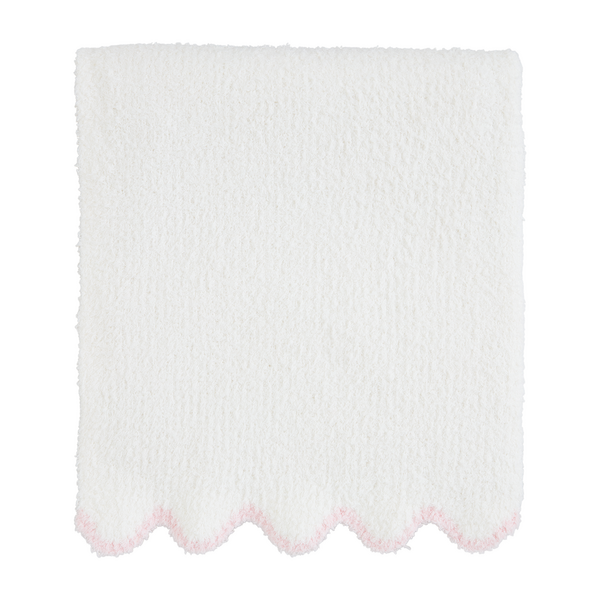 Pink Trim Scallop Chenille Blanket