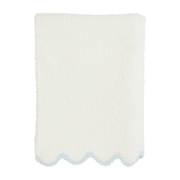 Blue Trim Scallop Chenille Blanket