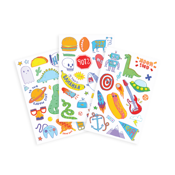 Tattoo-Palooza Temporary Tattoos - Awesome Doodles - 3 Sheets