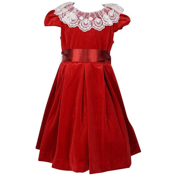 Red Deluxe Velvet Dress With Lace