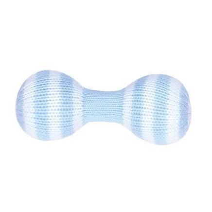 Dumbbell Hand- Knit Rattle (Light Blue)