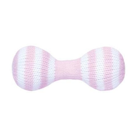 Dumbbell Hand-Knit Rattle: Pink