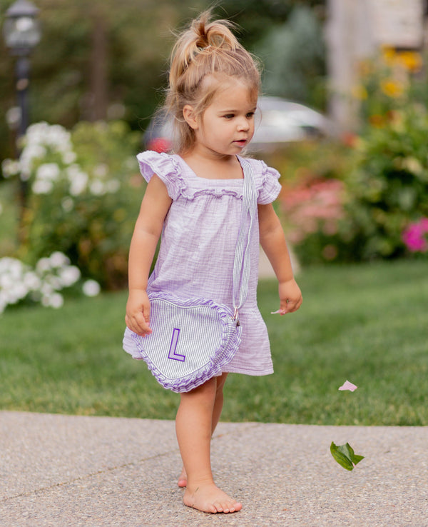 Heart Purse- Seersucker Lavender