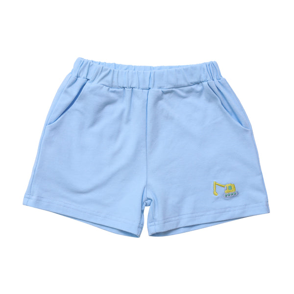 Knit Embroidered Shorts- Excavator