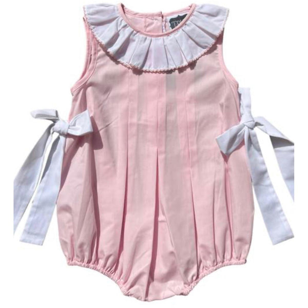 Pleated Collar Bow Bubble- Pink