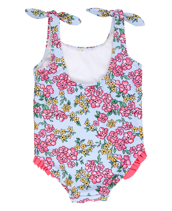 Tie Shoulder One Piece- Cheerful Blossoms