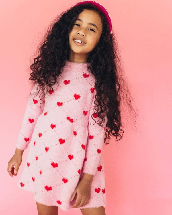 Sweetheart Sweater Dress- Pink