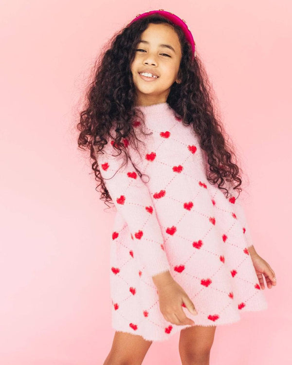 Sweetheart Sweater Dress- Pink