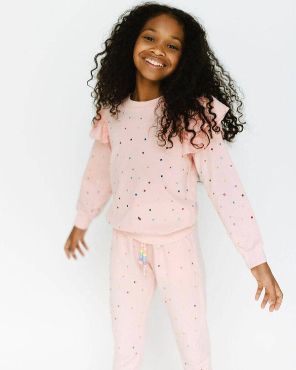 Rainbow Crystal Ruffle Jogger Set