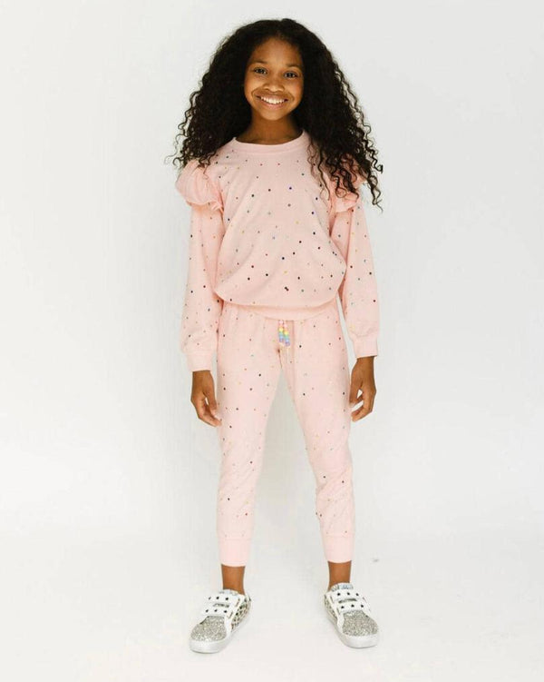 Rainbow Crystal Ruffle Jogger Set