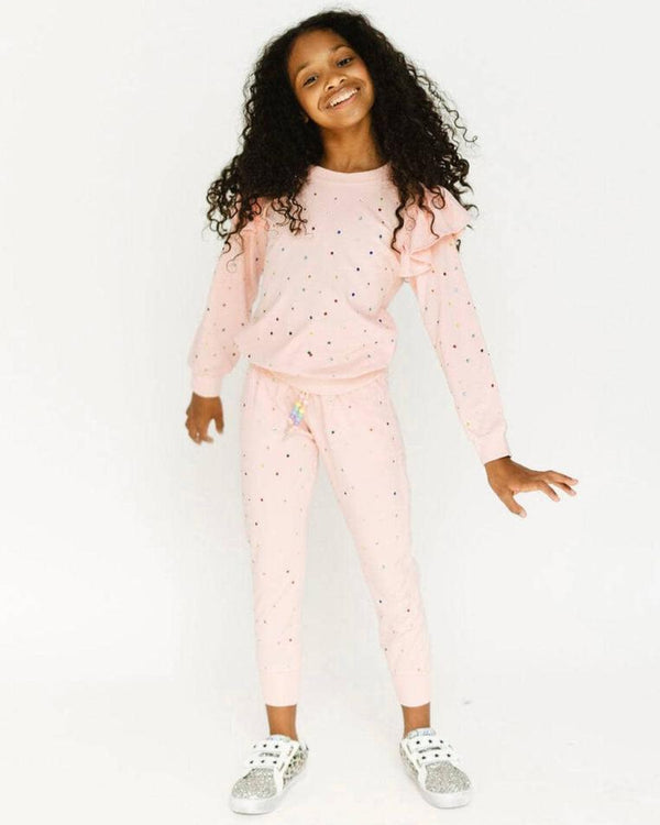 Rainbow Crystal Ruffle Jogger Set