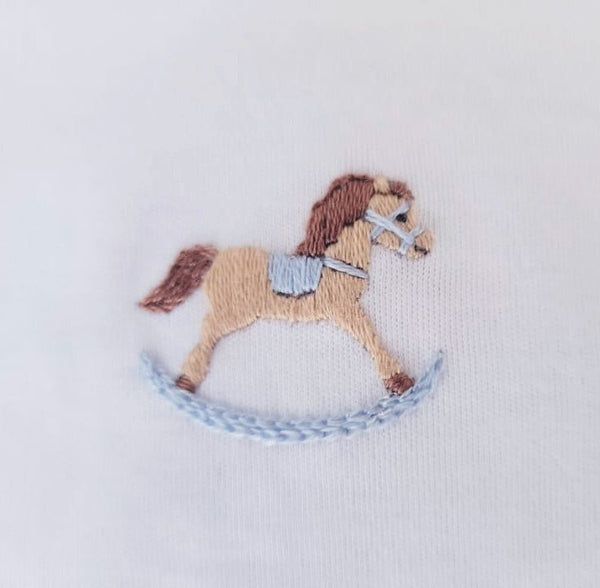 Rocking Horse Day Gown- Blue Bitty Dot