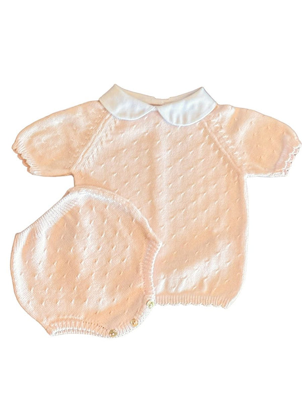 Diagonal Dot Diaper Set- Pink