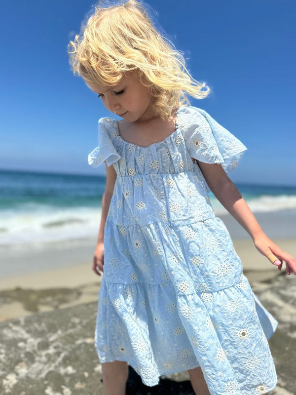 Sierra Dress- Light Blue Eyelet