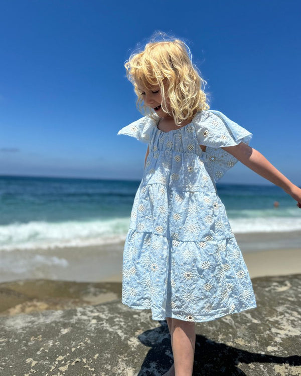 Sierra Dress- Light Blue Eyelet