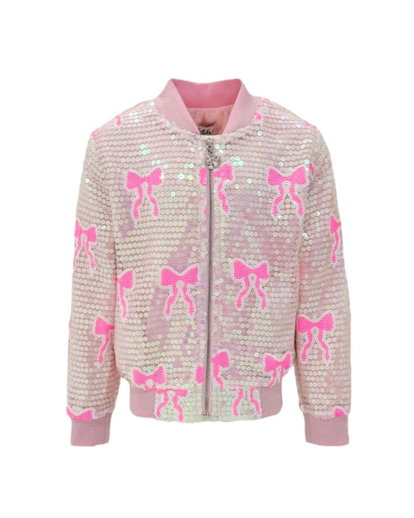 Sequin Bow Bomber- Pink Bows