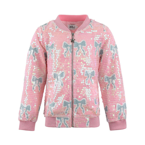 Sequin Bow Bomber- Pink Bows