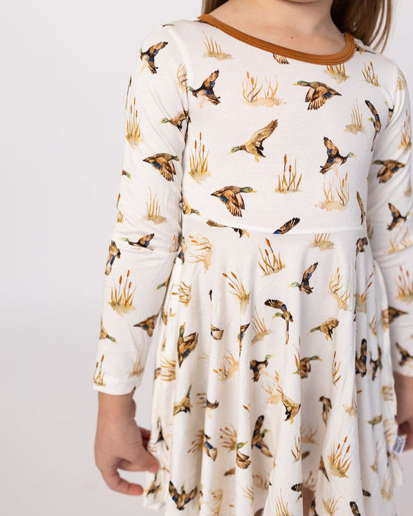 Ducks Bamboo LS Twirl Dress