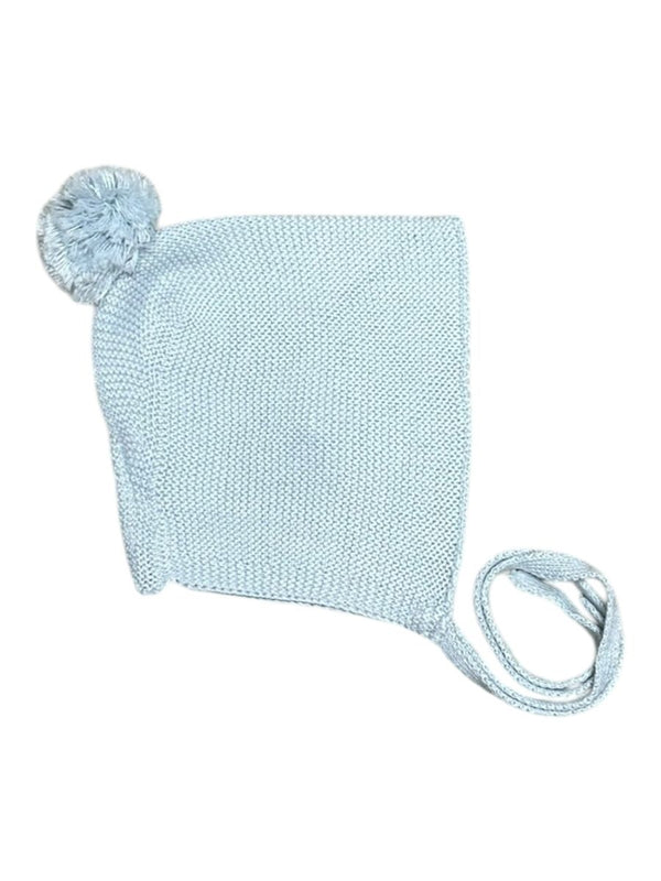 Pom Bonnet Tie Hats- Light Blue