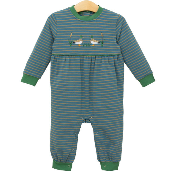 Mallard Embroidery LS Romper