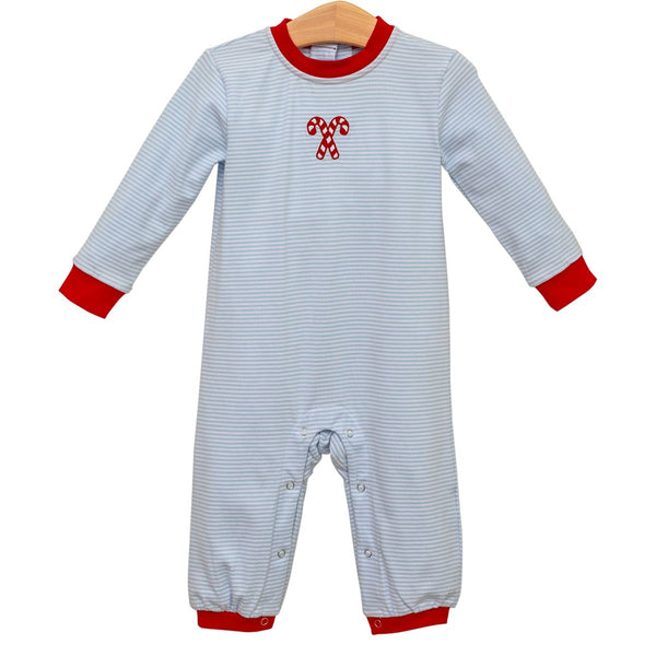 Candy Cane Embroidery Romper