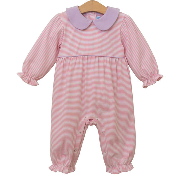 Katherine Romper- Light Pink Stripe/Lavender