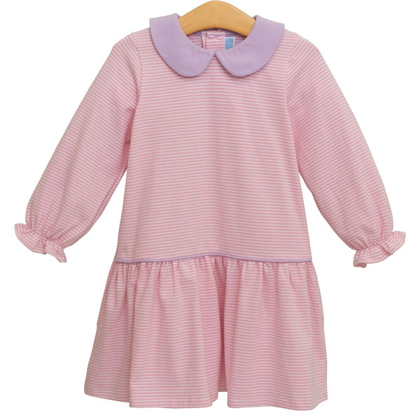 Katherine Dress- Light Pink Stripe/Lavender