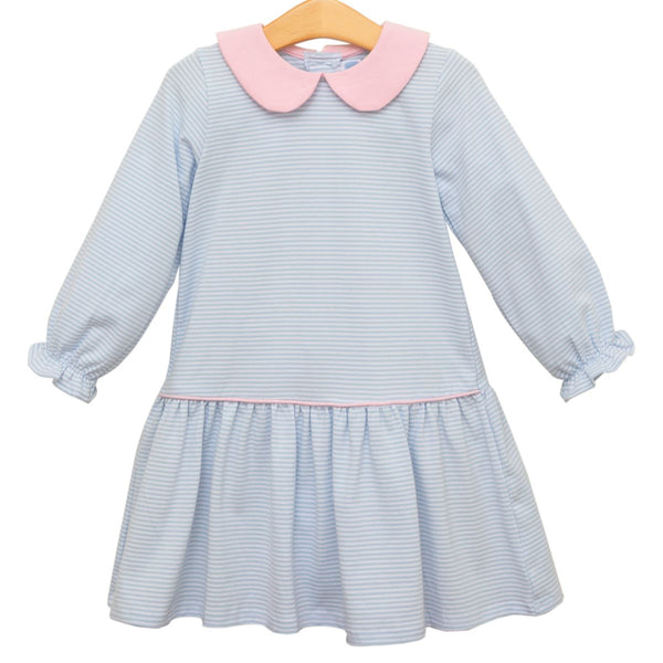 Katherine Dress- Light Blue Stripe/Light Pink