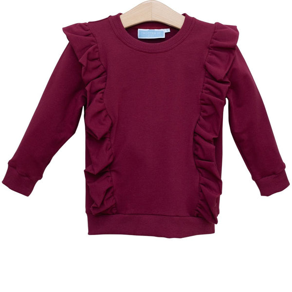 Laura Ruffle Pullover- Cranberry