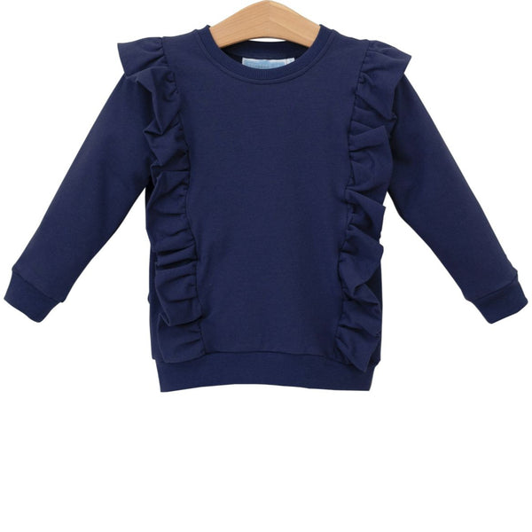 Laura Ruffle Pullover- Navy