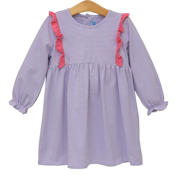 Olivia Dress- Lavender Stripe/Pink