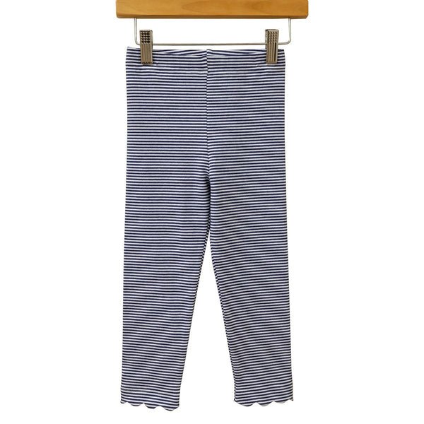 Scallop Leggings- Navy Stripe