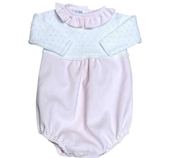 Collar Dot Corduroy Bubble- Pink