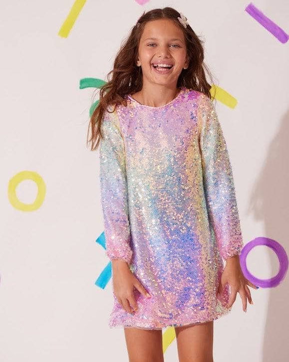 Sequin Ombre Party L/S Dress