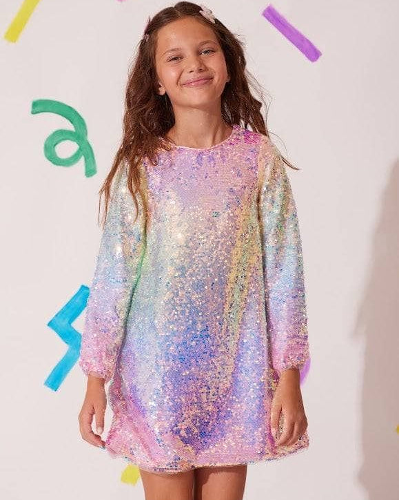 Sequin Ombre Party L/S Dress
