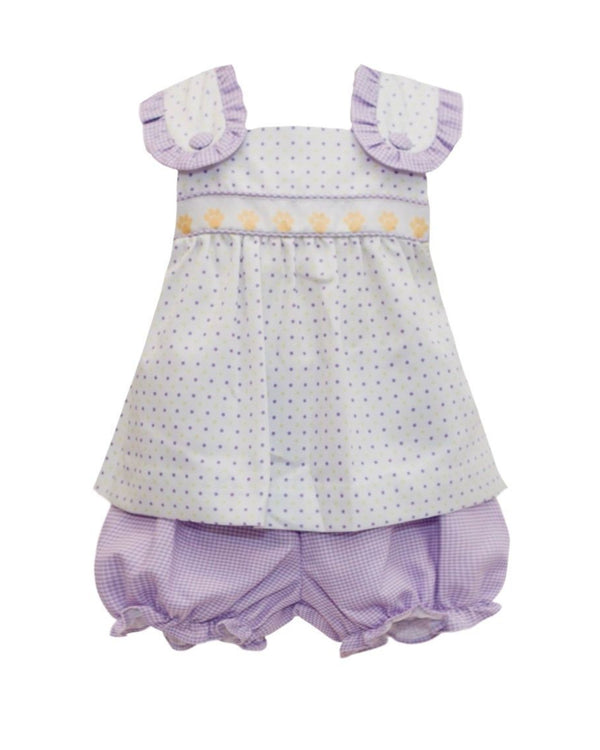 Purple/Gold Tiger Paw Ribbon Bloomer Set- Bitty Dot