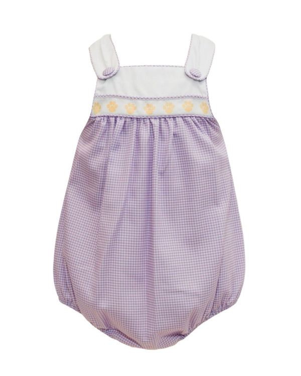 Purple/Gold Gingham Tiger Paw Ribbon Bubble
