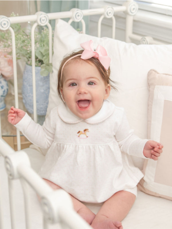 Rocking Horse Bloomer Set- Pink Bitty Dot