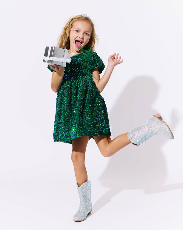 Emerald Shimmer Party Dress