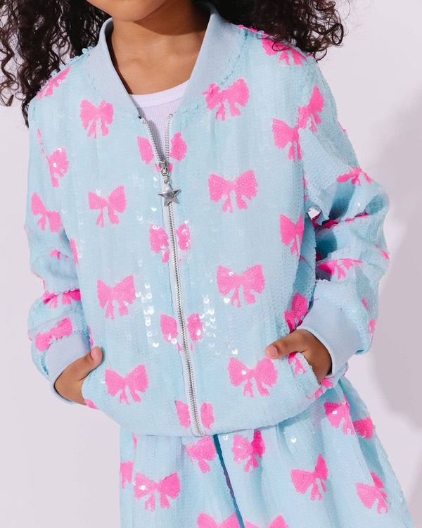 Pretty In Bows Sequin Bomber