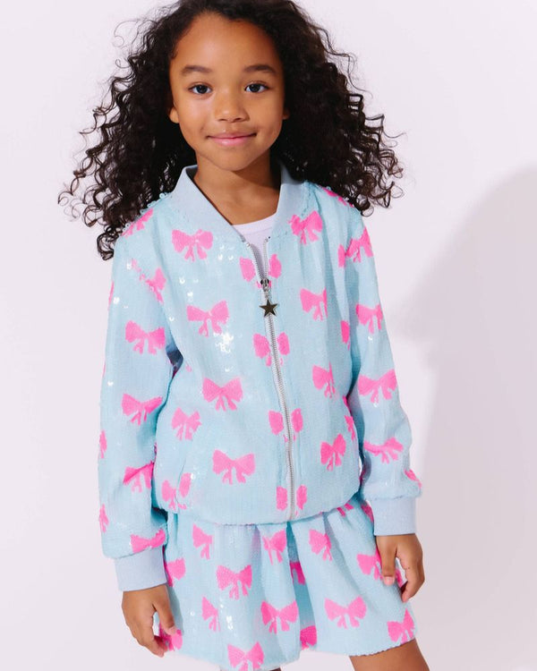 Pretty In Bows Sequin Bomber