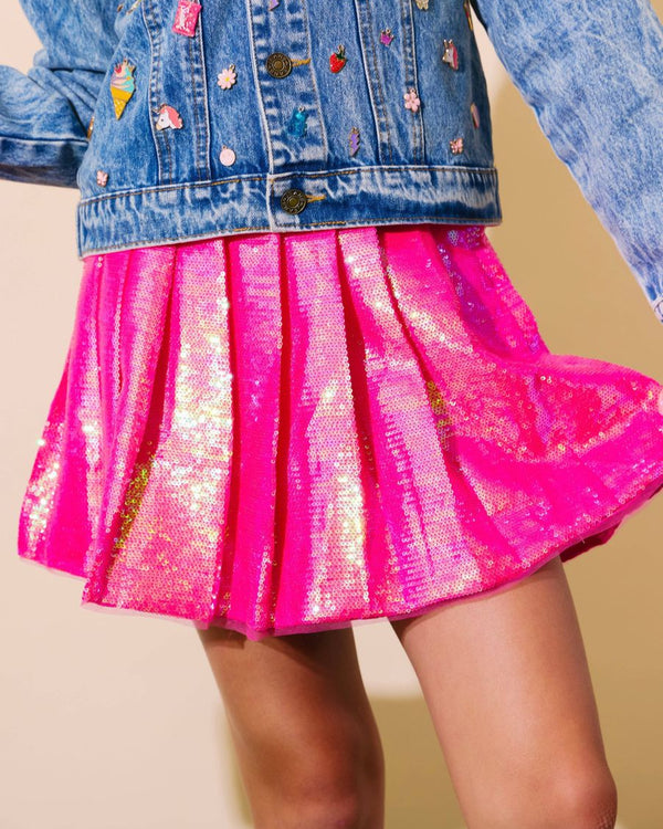 Shimmer Sequin Skirt- Pink